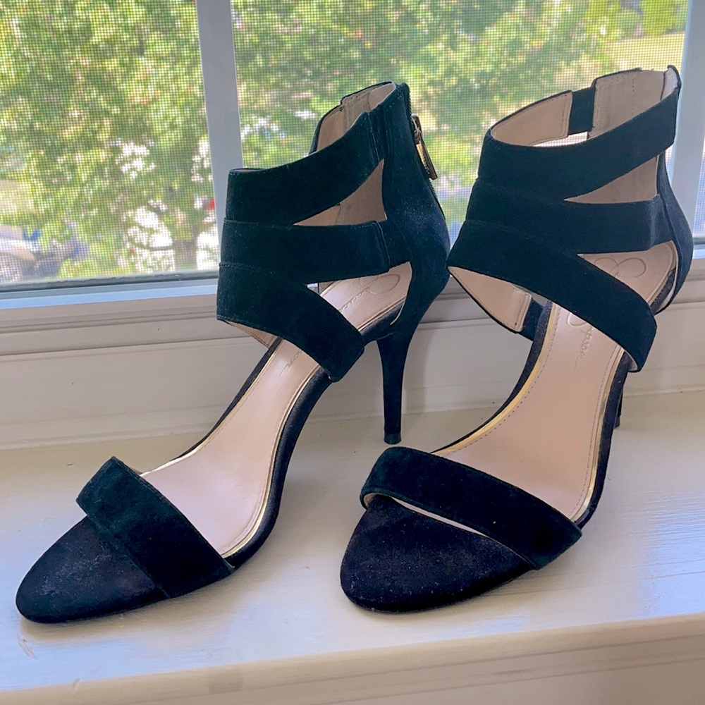 Black strappy heels